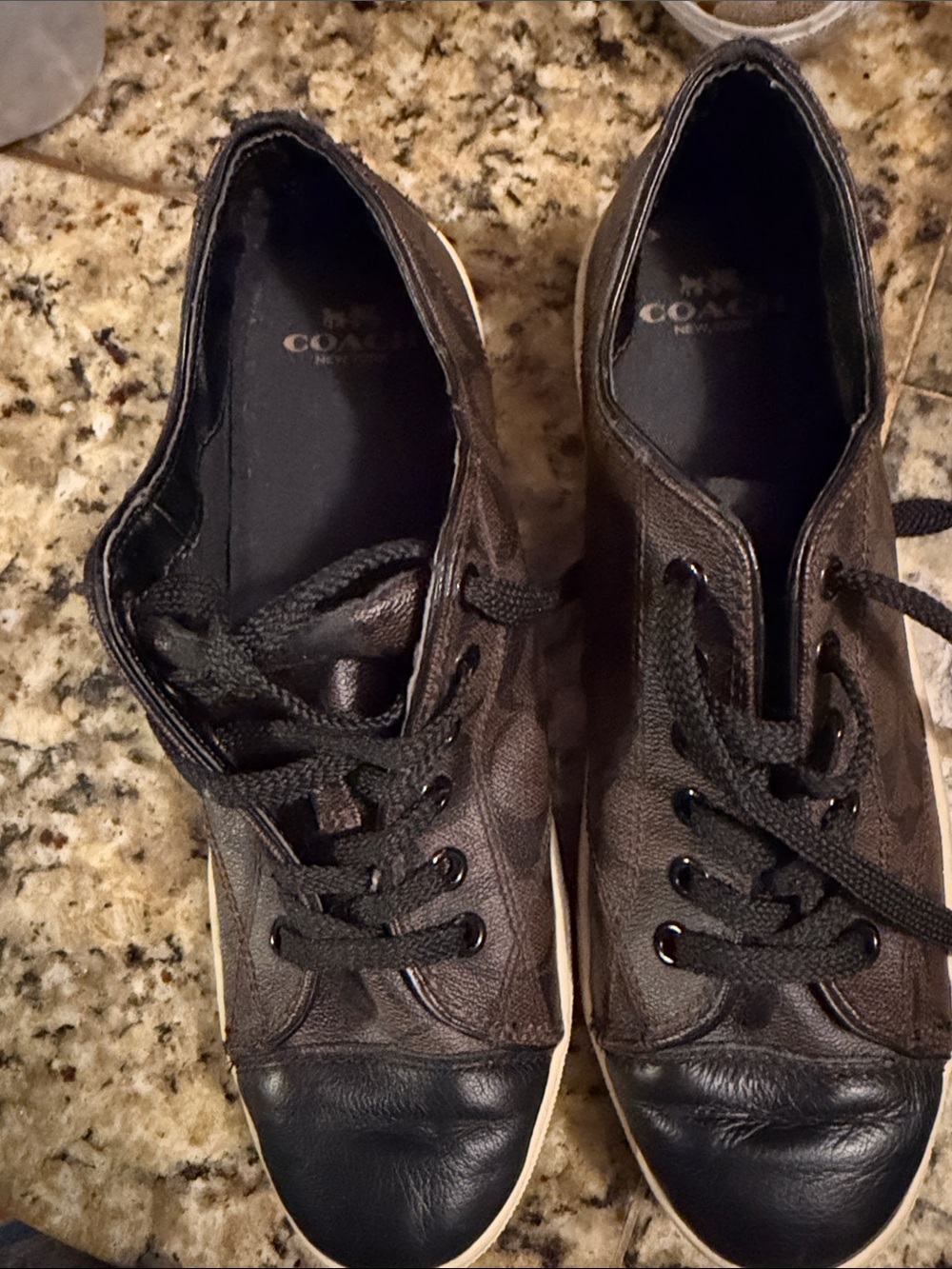 Coach Brown and Black Signature Canvas Sneakers